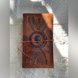 Handcrafted Brown Leather Journal with Blue Stone